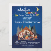 CAMPFIRE BIRTHDAY BASH, CAMPING AUF BERGEN EINLADUNG (Vorderseite)