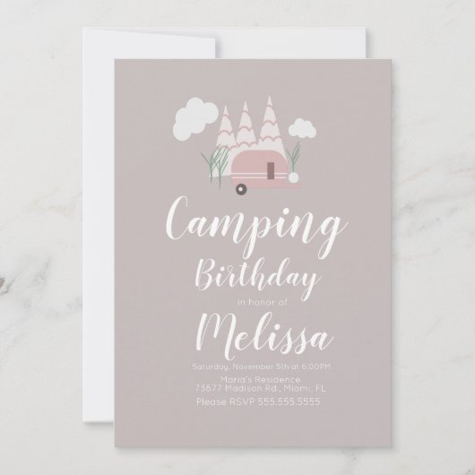 Campfire Camping Birthday Boho Einladung (Vorderseite)