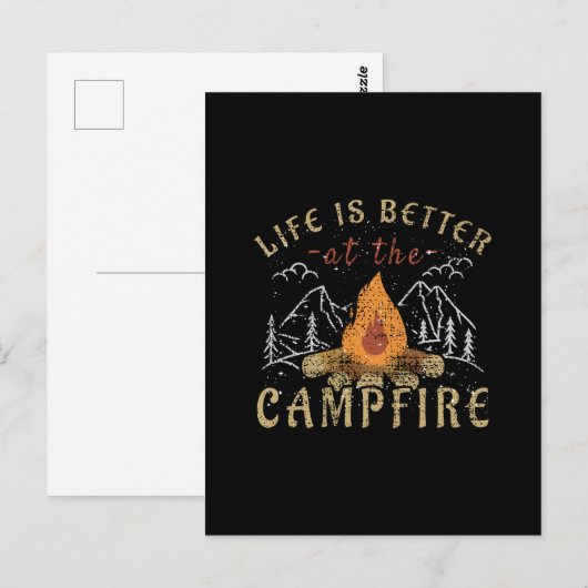 Campfire Camping Design Postkarte (Vorne/Hinten)