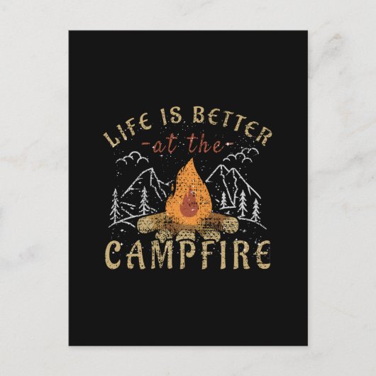 Campfire Camping Design Postkarte (Vorderseite)