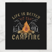 Campfire Camping Design Weinetikett (Einzelnes Label)