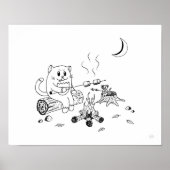 Campfire Cat & Mouse Art Print 100318 Poster (Vorne)