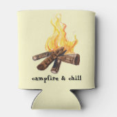 Campfire & Chill Camping Bonfire Wasserfarbe Dosenkühler (Rückseite)