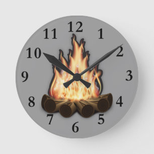 campfire clock runde wanduhr