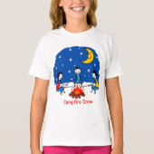 Campfire Crew Kids Crayon Night Scene T-Shirt (Vorderseite)