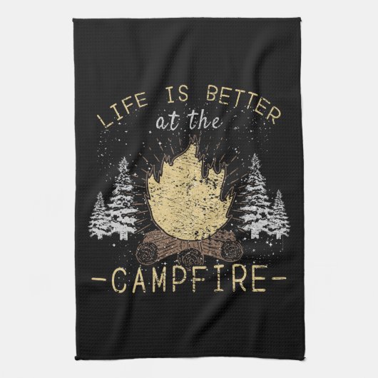 Campfire - Das Leben wird besser durch das Campfeu Geschirrtuch (Vertikal)