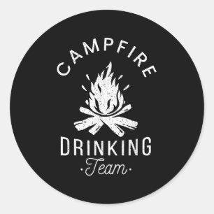 Campfire Drink Team Camp Lovers Scout Camper Runder Aufkleber