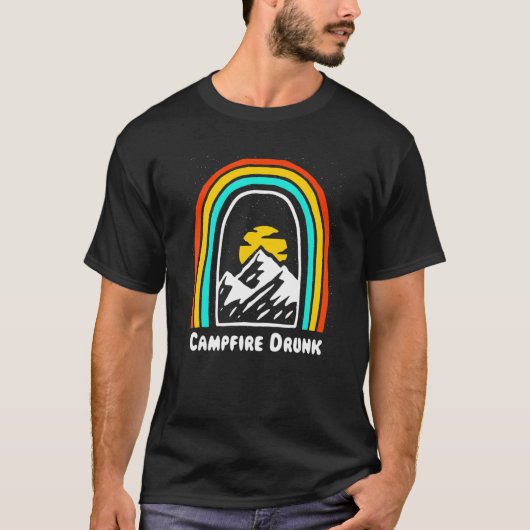 Campfire Drunk Camping Beer Camper Drinker Drinki T-Shirt (Vorderseite)