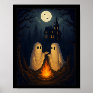 Campfire Ghost Shirt Spuk Forest Bonfire Niedlich Poster