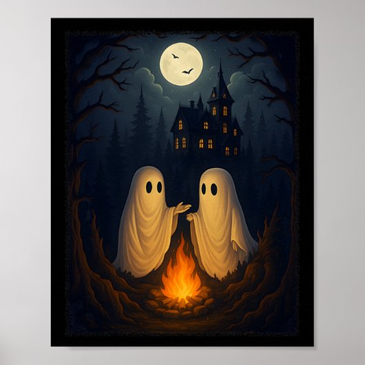 Campfire Ghost Shirt Spuk Forest Bonfire Niedlich Poster (Vorne)