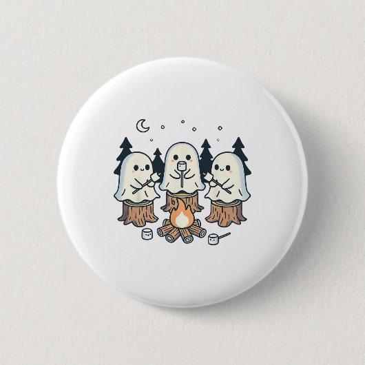Campfire Ghost Spooky Marshmallow Halloween Bonfir Button (Vorderseite)