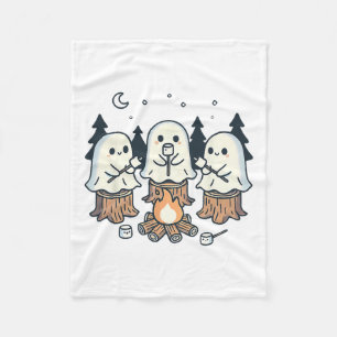 Campfire Ghost Spooky Marshmallow Halloween Bonfir Fleecedecke