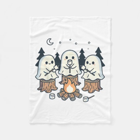 Campfire Ghost Spooky Marshmallow Halloween Bonfir Fleecedecke (Vorderseite)