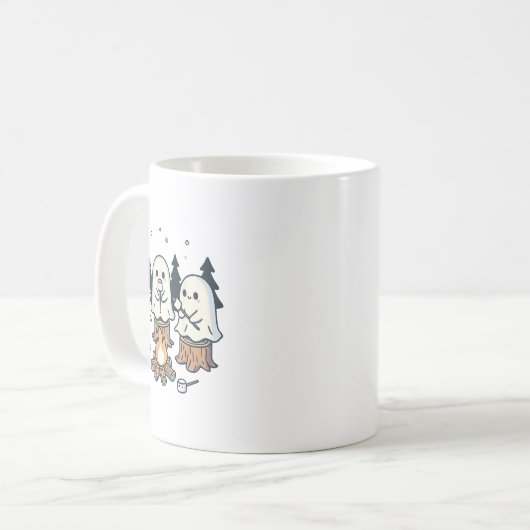 Campfire Ghost Spooky Marshmallow Halloween Bonfir Kaffeetasse (Vorderseite Links)