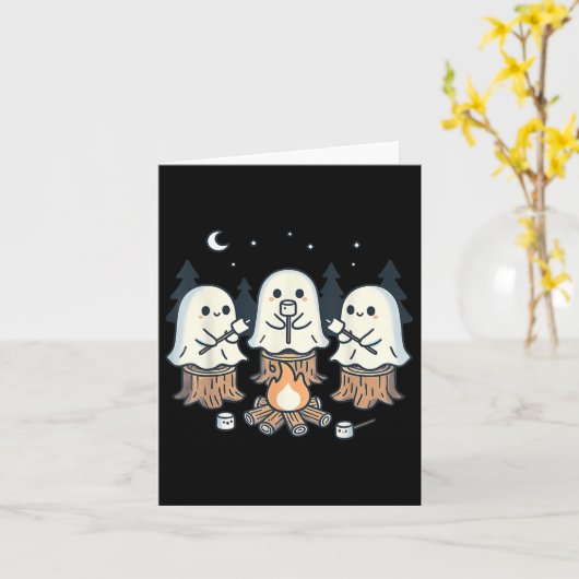 Campfire Ghost Spooky Marshmallow Halloween Bonfir Karte (Gelbe Blume)