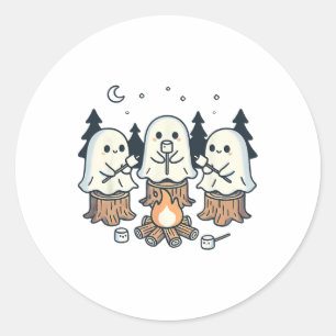 Campfire Ghost Spooky Marshmallow Halloween Bonfir Runder Aufkleber