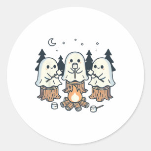 Campfire Ghost Spooky Marshmallow Halloween Bonfir Runder Aufkleber