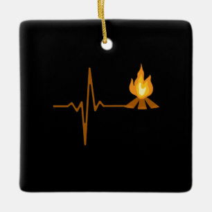 Campfire Heartbeat Camping Keramikornament