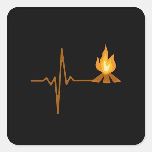 Campfire Heartbeat Camping Quadratischer Aufkleber (Vorderseite)