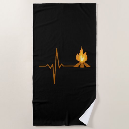 Campfire Heartbeat Camping Strandtuch (Vorderseite)