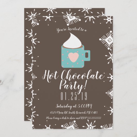 Campfire Hot Chocolate und Schneeflocken Winter Pa Ankündigung (Vorne/Hinten)