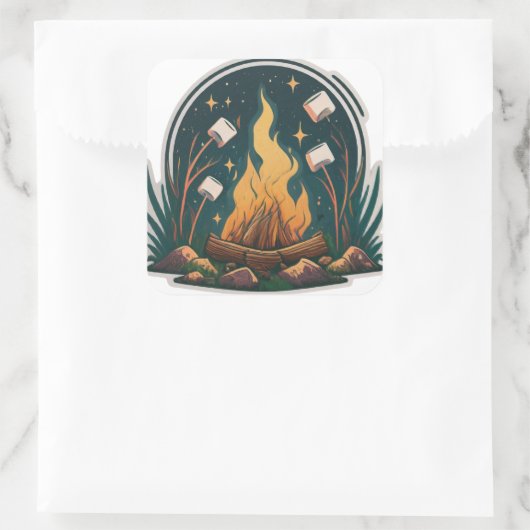 Campfire Lmiles Quadratischer Aufkleber (Tasche)
