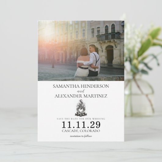 Campfire Love Save The Date (Stehend Vorderseite)