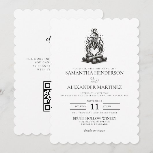 Campfire Love Wedding Einladung (Vorne/Hinten)