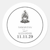 Campfire Love Wedding Runder Aufkleber (Vorderseite)