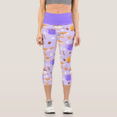 Campfire-Marshmallow-Schokoladenraucher lila Capri Leggings (Vorderseite)