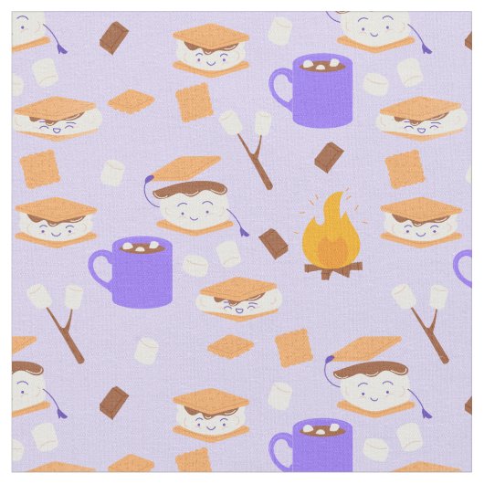 Campfire-Marshmallow-Schokoladenraucher lila Stoff (Nahaufnahme)