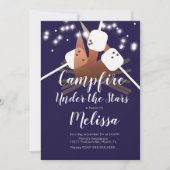 Campfire Marshmallows Sterne Camping Außenbereich  Einladung (Vorderseite)