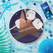 Campfire Marshmallows Sterne Camping Außenbereich Pappteller (Party)