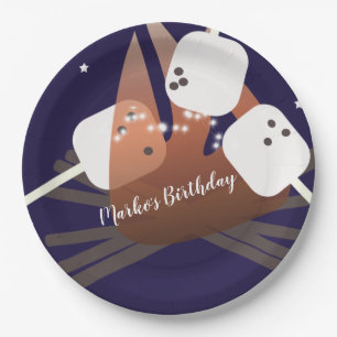 Campfire Marshmallows Sterne Camping Außenbereich Pappteller