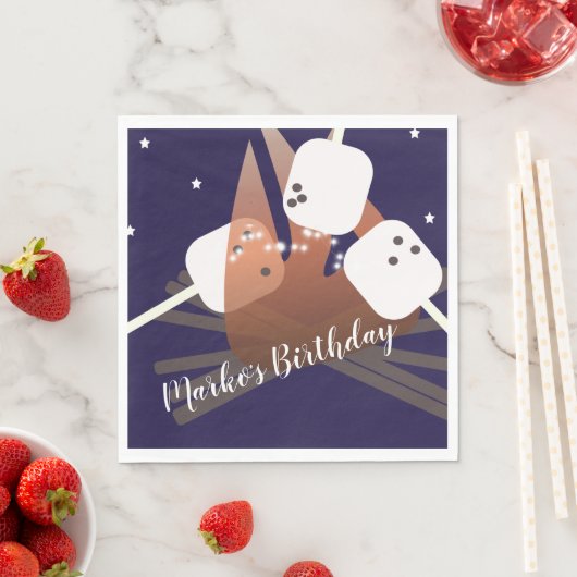 Campfire Marshmallows Sterne Camping Außenbereich Serviette (Beispiel)