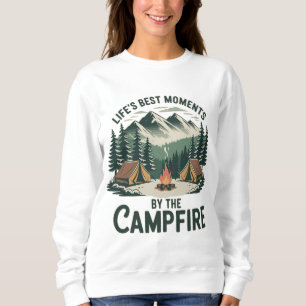 Campfire-Momente Vintage Bergszene Damen Sweatshirt
