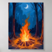 Campfire Moon | Nature Watercolor Painting Poster (Vorne)