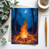 Campfire Moon | Nature Watercolor Painting Postkarte