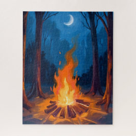 Campfire Moon | Nature Watercolor Painting Puzzle