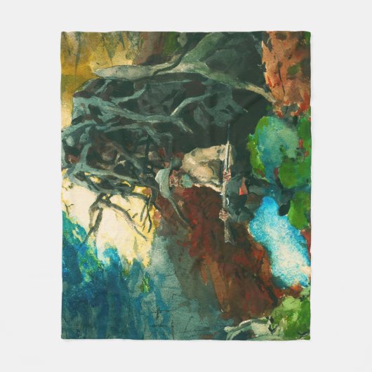 Campfire Mountain Man Adirondacks Winslow Homer Fleecedecke (Vorderseite)