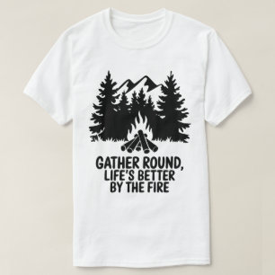 Campfire Nights Mountain Forest Silhouette Zitat T-Shirt