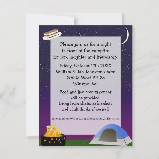 Campfire-Party Einladung (Rückseite)