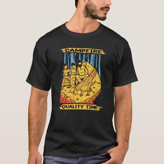 Campfire Quality Time for Fire Camping T-Shirt (Vorderseite)