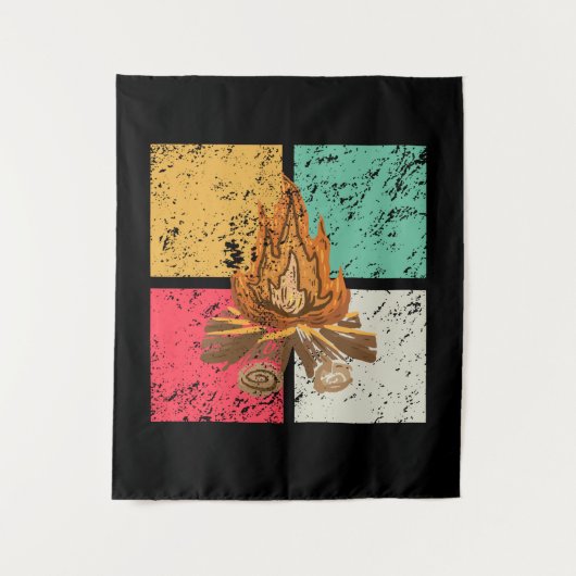 Campfire Retro Vintage Wandteppich (Vorderseite)