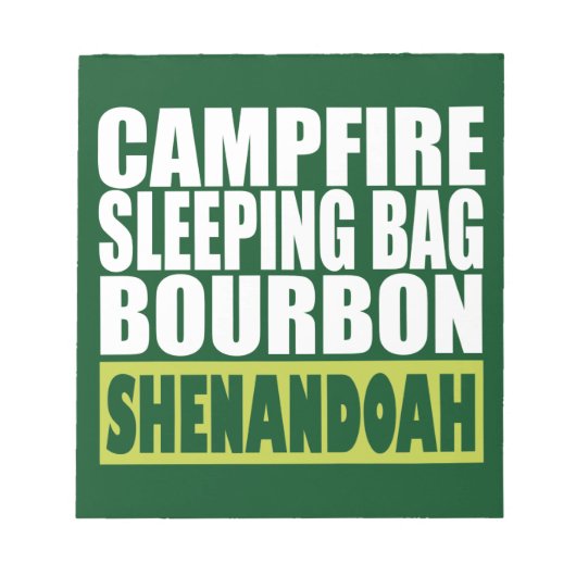 Campfire Schlaftasche Bourbon Shenandoah Notizblock (Vorderseite)