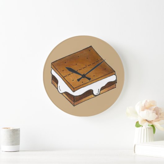 Campfire Smores Summer Camp Camping S'more Große Wanduhr (Zuhause)