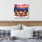 Campfire Sunset | Nature Camping Painting Leinwanddruck (Insitu (Schlafzimmer))