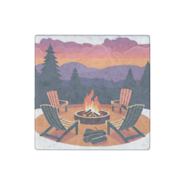Campfire Sunset Steinmagnet