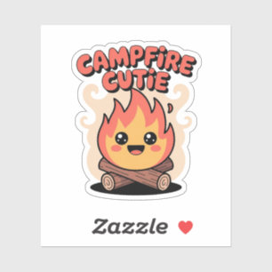 Campfire Süsse - Kawaii Camping Flammenzeichen Aufkleber