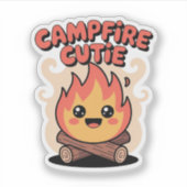 Campfire Süsse - Kawaii Camping Flammenzeichen Aufkleber (Vorderseite)